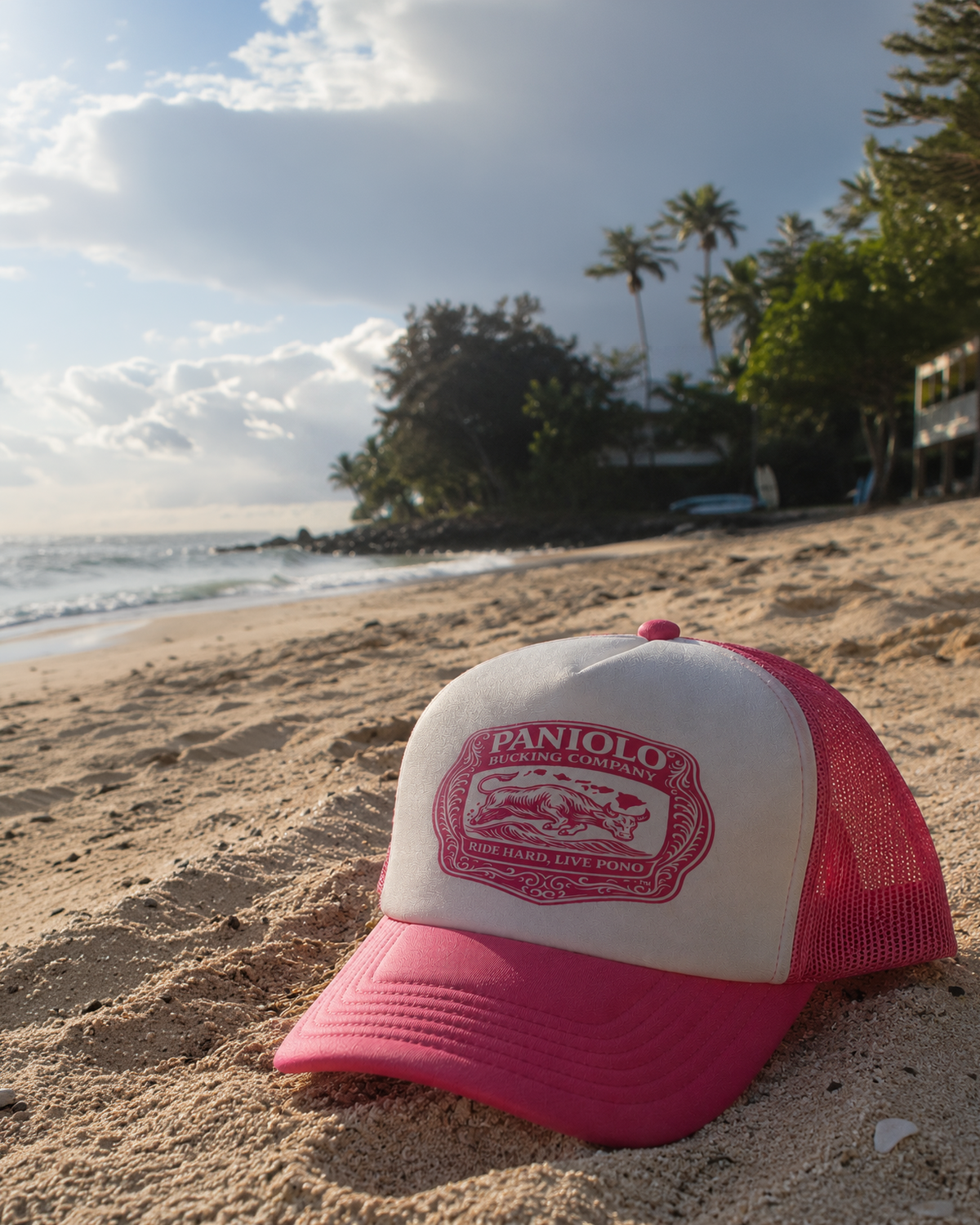 Paniolo Bucking Company ™ Pink Foam Trucker Hat – Ride Hard Live Pono
